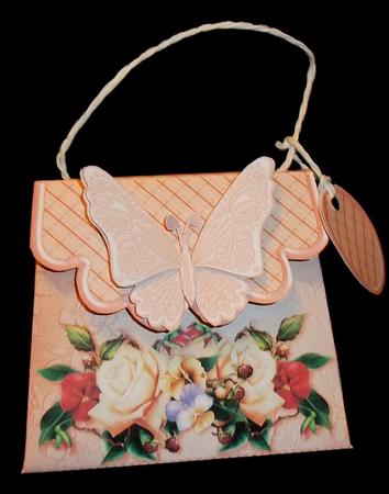 Handbag Gift Box Cream Roses and Pansies with Butterfly by Suzi Cooper