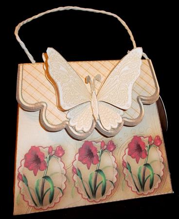 Handbag Gift Box Amaryllis Cameo with Butterfly by Suzi Cooper