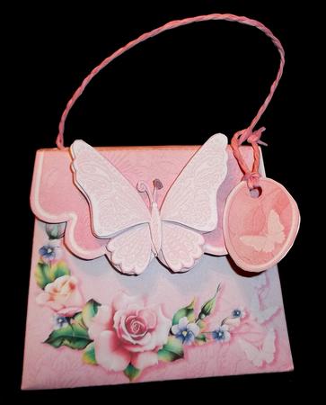Handbag Gift Box Crescent of Roses with Butterfly by Suzi Cooper