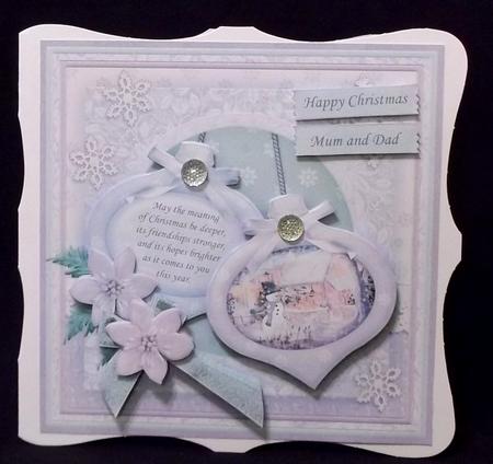 Christmas Baubles Snowman in Garden 8x8 Mini Kit & Decoupage by Suzi Cooper