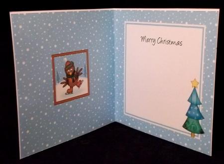 Xmas Skating Robin Approx 5.5" x 5.5" Square Insert by Suzi Cooper