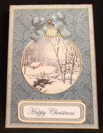 Winter Walk Happy Christmas 5.5inch Bauble Decoupage Card by Suzi Cooper