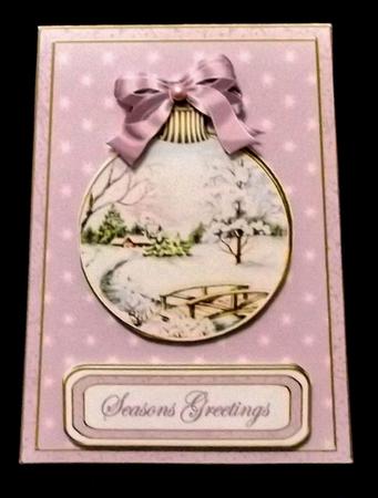 Sscene Lilac Seasons Greetings 5.5inch Bauble Decoupage Card by Suzi Cooper