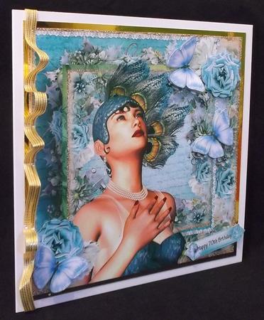 Blue Deco 8x8 Card Topper by Suzi Cooper