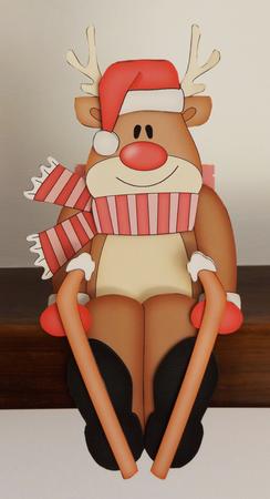 3D on the Shelf Card Kit - Christmas Skiing Rudolph by Suzi Cooper
