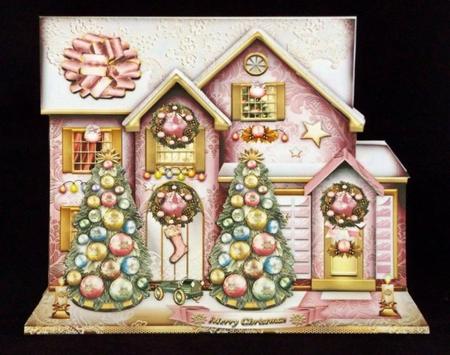 Pink Christmas House Card Kit by Suzi Cooper