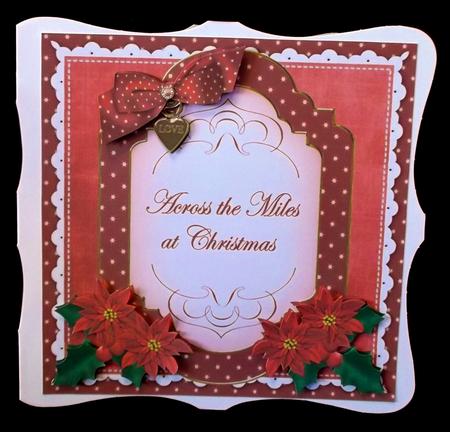 Red Poinsettia Across Miles Fancy 7in Decoupage Topper by Suzi Cooper