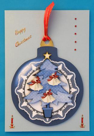 Bauble Shaped Plate Card and Stand with Tree Decoupage by Suzi Cooper