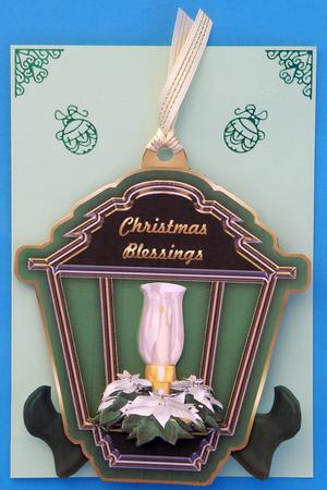 Lantern Shaped Plate Card and Stand with White Candle by Suzi Cooper
