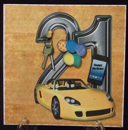 21 First Birthday Male with Yellow Sports Car by Suzi Cooper