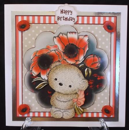 Bouquet Teddy Card Front Kit by Suzi Cooper