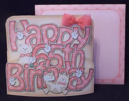 3D 65th Birthday Cats Pop Out Word Card by Suzi Cooper