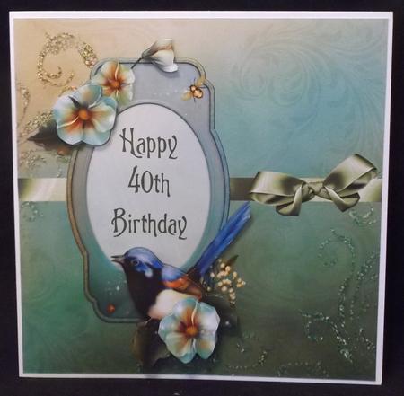 Fairy Wren & Flowers 8x8 Decoupage - 40th Birthday by Suzi Cooper