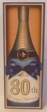 Large Dl 80th Champers in a Box Quick Card 3D Decoupage by Suzi Cooper