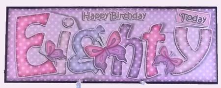 80th Birthday Large Dl Quick Card N 3D Decoupage by Suzi Cooper