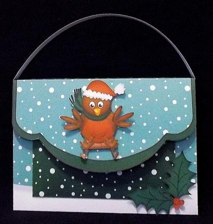 3D Xmas Robin Handbag Treat or Favour Box Kit by Suzi Cooper