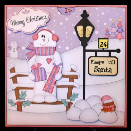 3D Xmas Snowman Rio Sleeps Till Santa Countdown Card by Suzi Cooper