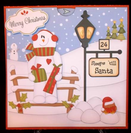 3D Xmas Snowman Rio Sleeps Till Santa Countdown Card by Suzi Cooper