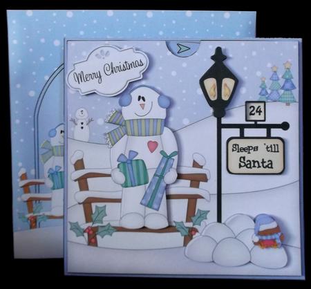 3D Xmas Snowman Rio Sleeps Till Santa Countdown Card by Suzi Cooper