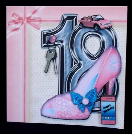 18 Birthday with Pink Shoe and Mini Cooper by Suzi Cooper