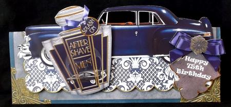 Mens Blue Aftershave Large Dl Ote with Decoupage Card Kit by Suzi Cooper