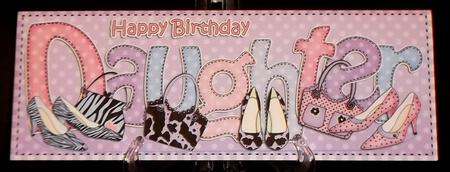 Lge Dl Birthday Daughter Shoes & Handbags 3D Decoupage by Suzi Cooper