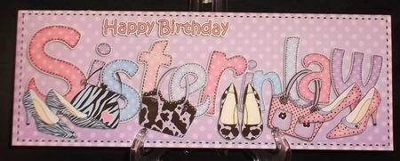 Lge Dl Birthday Sister in Law Shoes & Handbags 3D Decoupage by Suzi Cooper