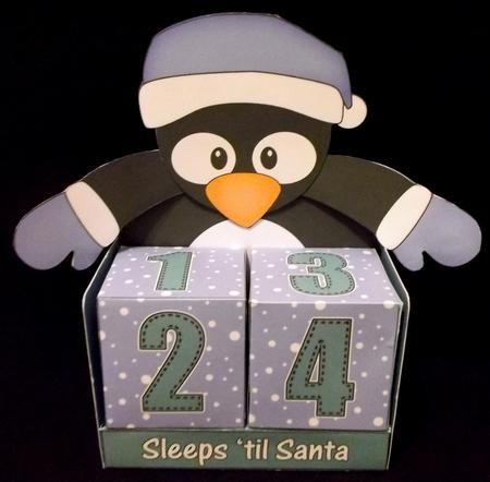 3D Penguin Sleeps 'til Santa Countdown Cube Set 3D Decoupage by Suzi Cooper