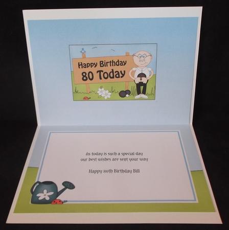 80th Birthday Old Man Bert Bowls 5x7 Insert by Suzi Cooper