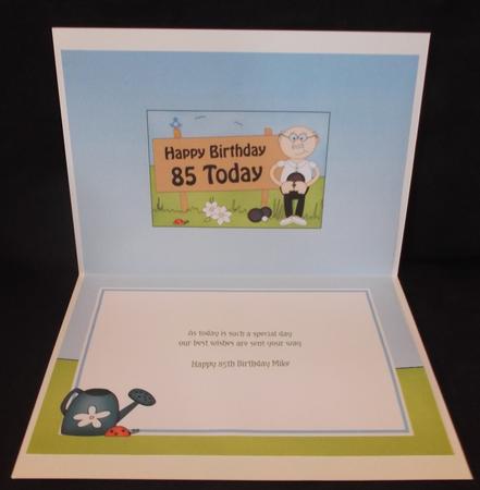 85th Birthday Old Man Bert Bowls 5x7 Insert by Suzi Cooper