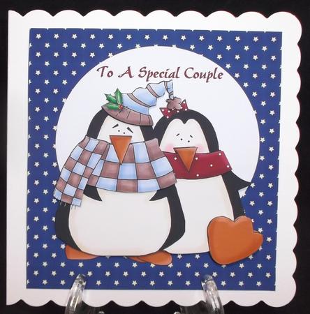 Special Couple - Penguin Card Front + Decoupage by Suzi Cooper