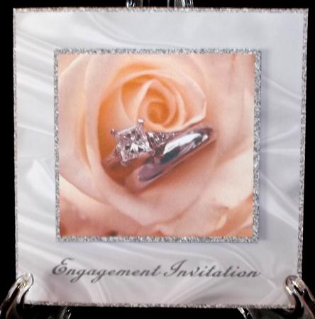 Peach Rose & Rings Engagement Invitation by Suzi Cooper