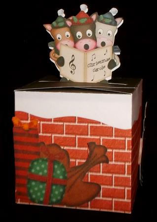 3D Xmas Singing Horses Shaped Top Gift Box Mini Kit by Suzi Cooper