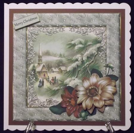 Vintage Christmas 7x7 Card with Decoupage by Suzi Cooper