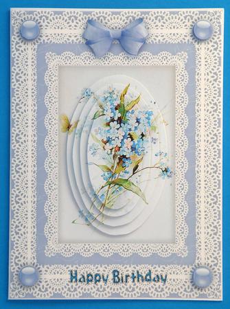 Forget Me Nots Bouquet 'n Lace Pyramid Card Front by Suzi Cooper