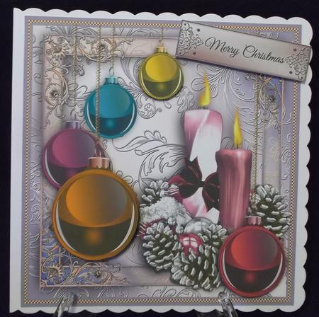 Baubles and Candles Card Front by Suzi Cooper