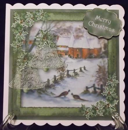 Winter Scene with Bells & Holly 8x8 Quick Topper by Suzi Cooper