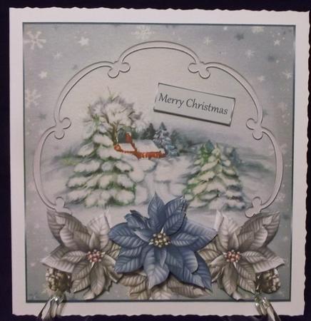 Snow Covered Trees 7x7 Card with Decoupage by Suzi Cooper