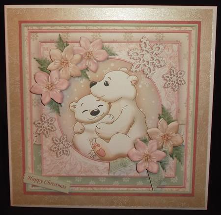 Hugging Polar Bear Christmas 7" Topper & Decoupage by Suzi Cooper