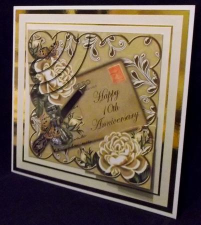 Cream Roses Happy 10th Anniversary 6in Duo Corner Stacker by Suzi Cooper