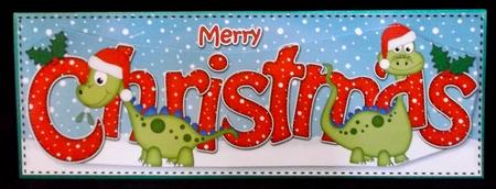 Large Dl Christmas Denis Dinosaur Quick Card 3D Decoupage by Suzi Cooper