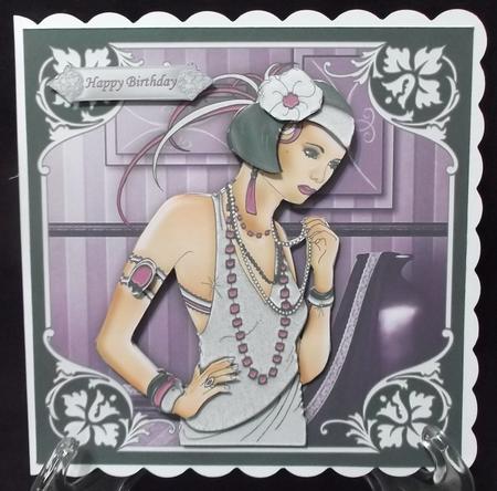 Art Deco Lady a Hint of Pink Decoupage by Suzi Cooper