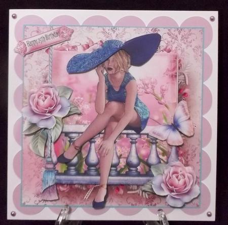 The Beautiful Blue Hat Card Front Kit by Suzi Cooper