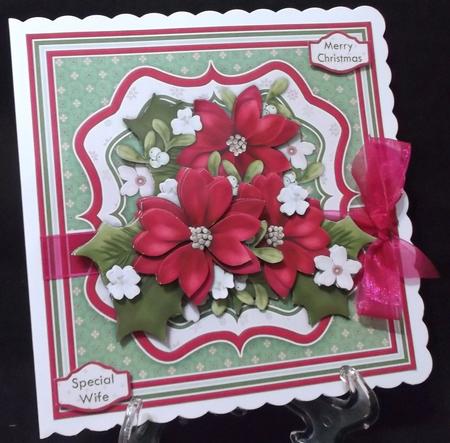Pink Poinsettia Bouquet Christmas 7.5 Decoupage Mini Kit by Suzi Cooper