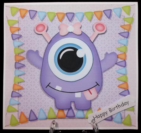 One Eyed Purple Monster 8x8 by Suzi Cooper