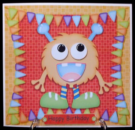 Orange Fluffy Monster 8x8 by Suzi Cooper