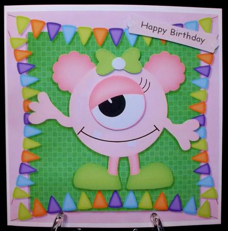 Pink One Eyed Monster 8x8 by Suzi Cooper
