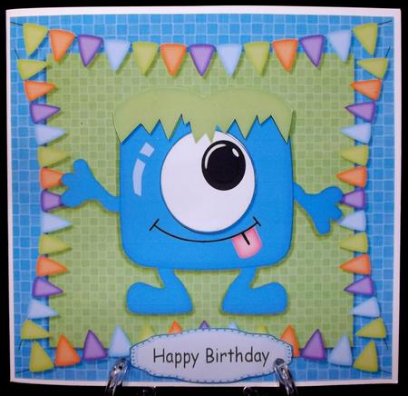 One Eyed Blue Monster 8x8 by Suzi Cooper