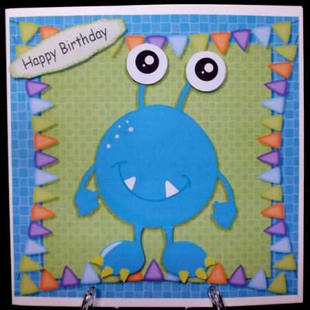 Two Eyed Blue Alien 8x8 by Suzi Cooper