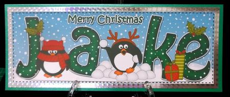 Large Dl Xmas Jake Pip Penguin 3D Decoupage by Suzi Cooper
